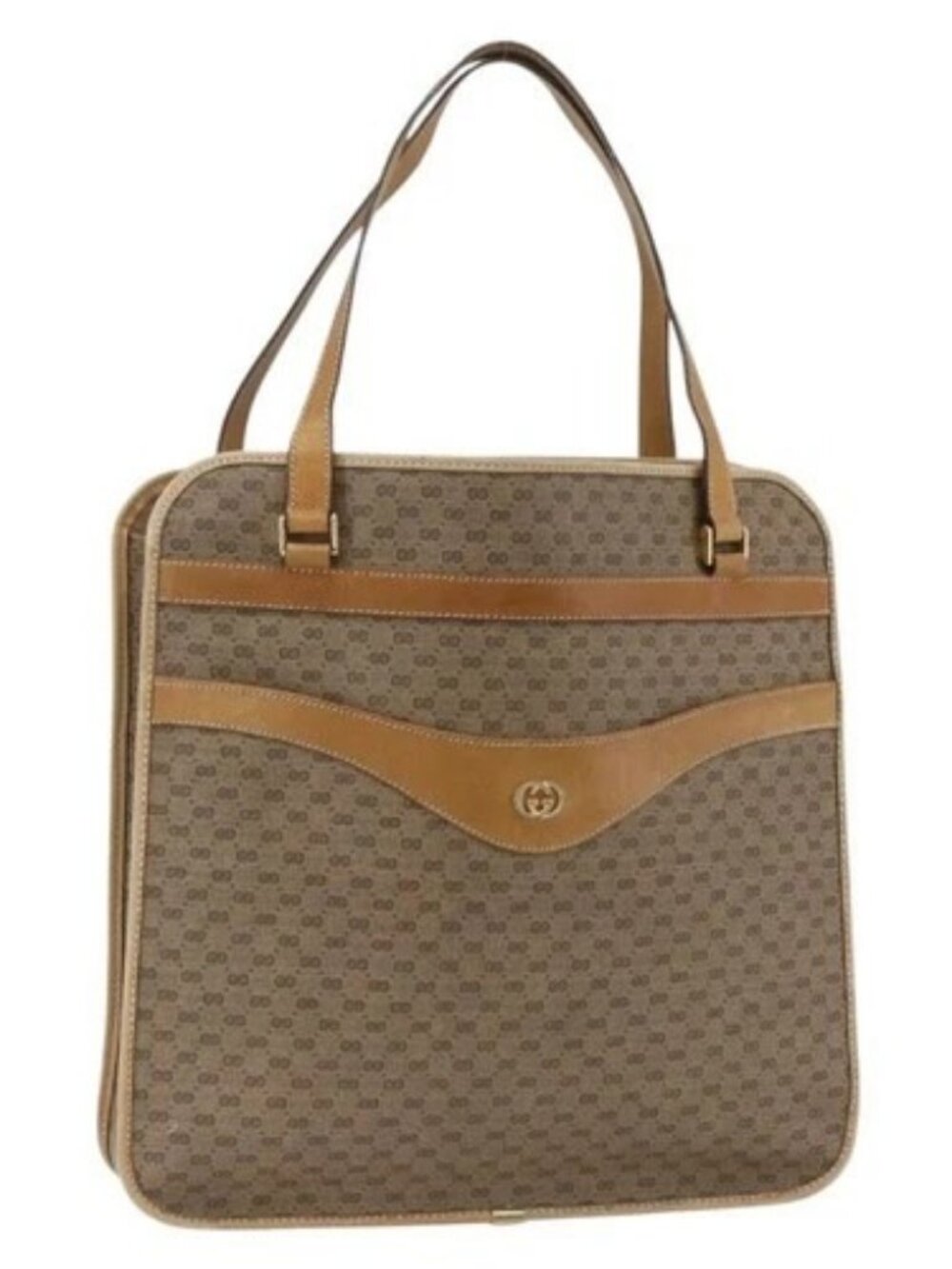 GUCCI Micro GG Supreme Tote Bag PVC Leather Beige Gold 002 14 4428 Auth bs32888